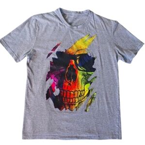 Eleven Paris LIFE IS A JOKE SKULL Print T-Shirt,M, Grey.